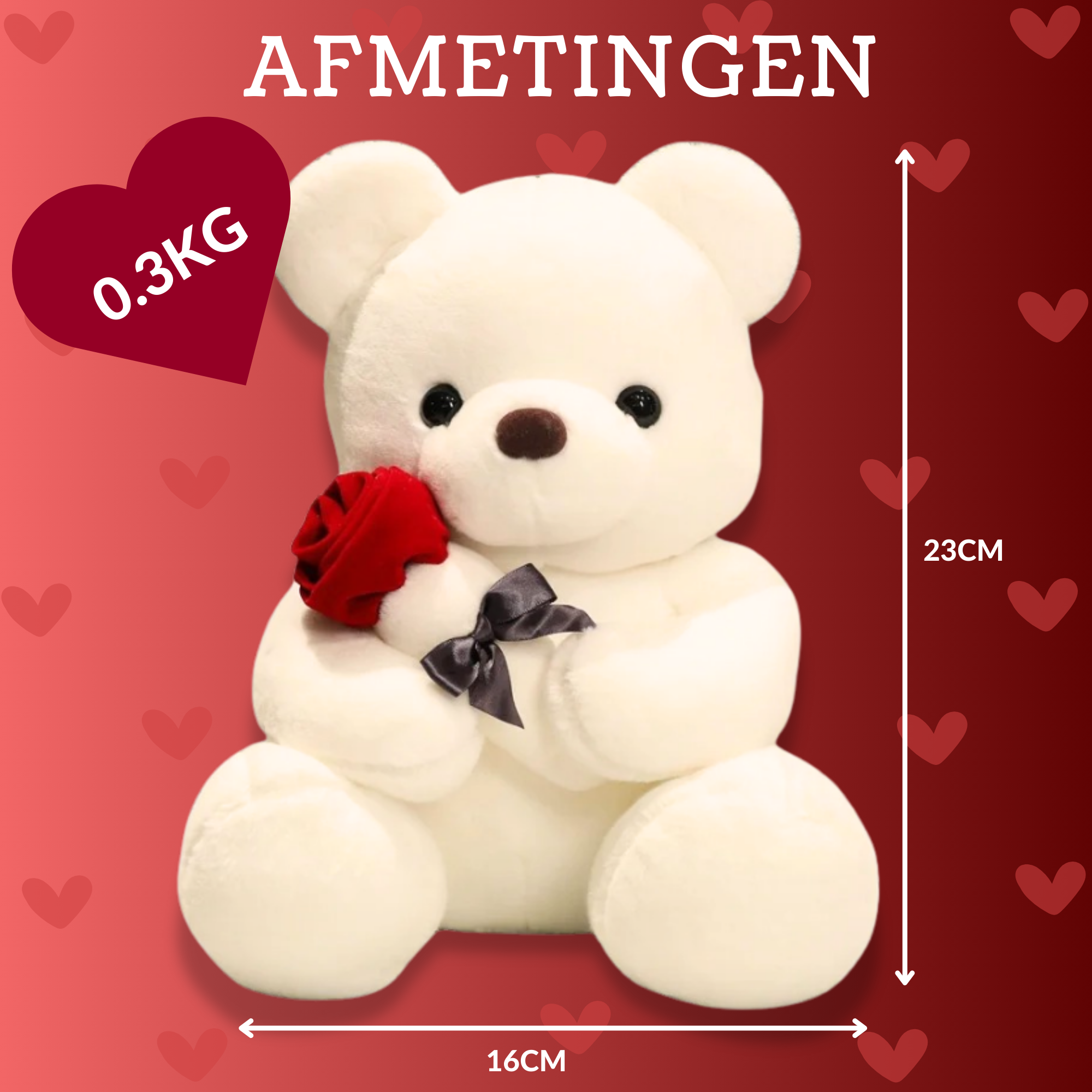 Schattige Witte Teddybeer met Rode Roos – Perfect Cadeau voor Valentijn of Verjaardag - Image 4