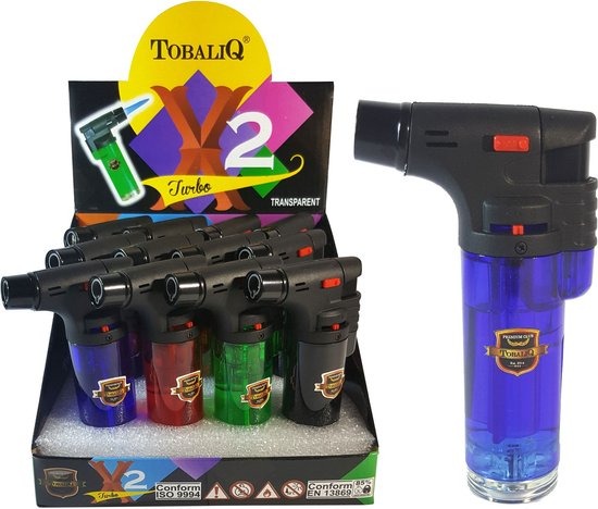 Crème Brûlée Brander - Set van 12 stuks met krachtige turbo vlam tegen wind - Gasbrander - Aansteker - Navulbaar - Stormaansteker - Vuurwerk aansteker - BBQ - Gasaansteker