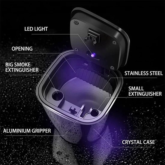 Auto Asbak + LED Light - Geurbestendig - Vlambestendig - Car Ashtray - Image 4