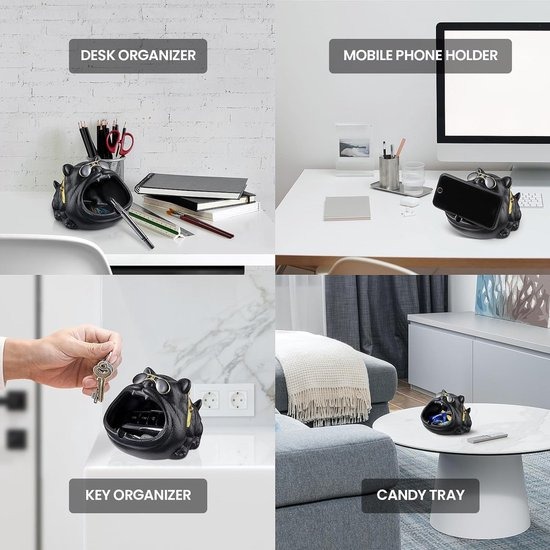 Uniek Bulldog Asbak – Cadeau Hond Beeld - Woondecoratie - Keramiek Zwart - Image 6