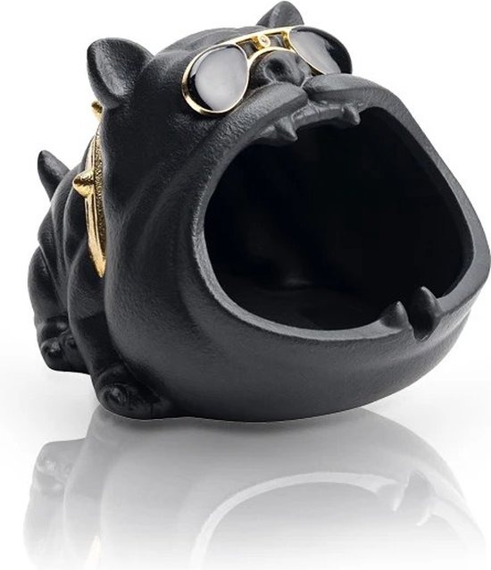 Uniek Bulldog Asbak – Cadeau Hond Beeld - Woondecoratie - Keramiek Zwart - Image 3