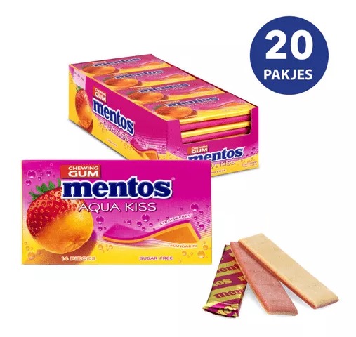 Mentos Gum Aqua Kiss - Strawberry & Mandarin 20 x 14 stuks