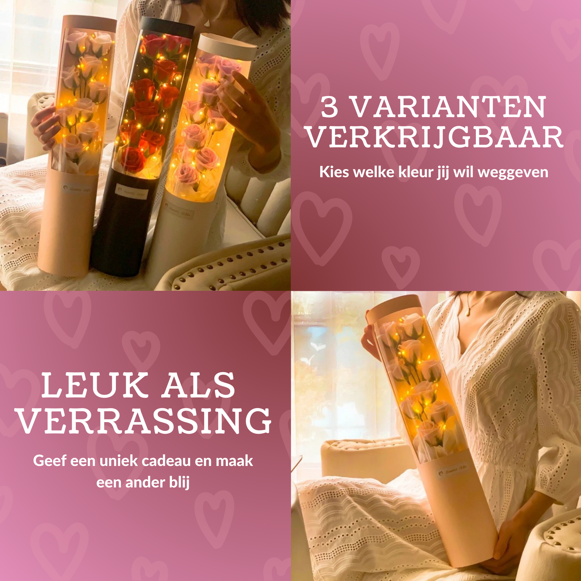 Flower box – Luxueus Rozenboeket in Geschenkdoos met LED Verlichting