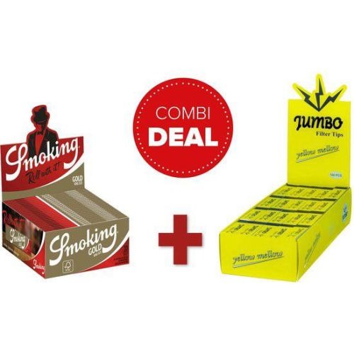 Smoking Gold King Size Slim + Jumbo Yellow Mellow Filtertips Combi Deal