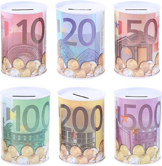 Spaarpotten Eurobiljetten en Munten