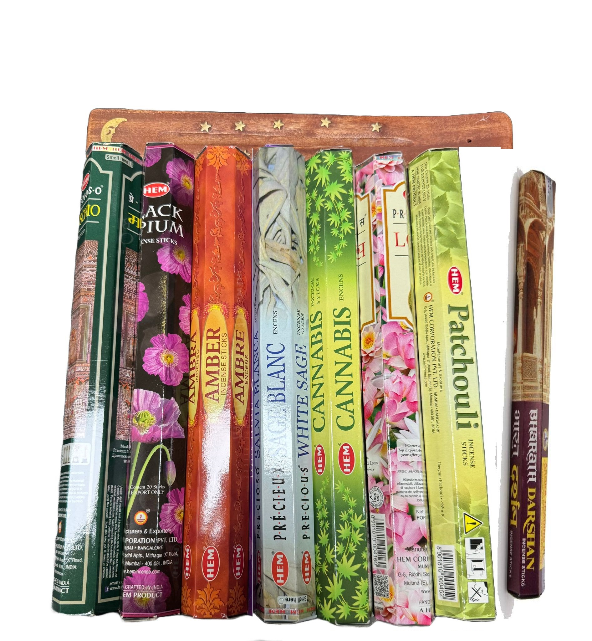 HEM - Wierook - 8 pakjes x 20stokjes = 160 van verschillende geuren wierook - wierook pakket - Creëer een Betoverende Sfeer met Ons Indiase Wierook Pakket en Gratis Wierookhouder!