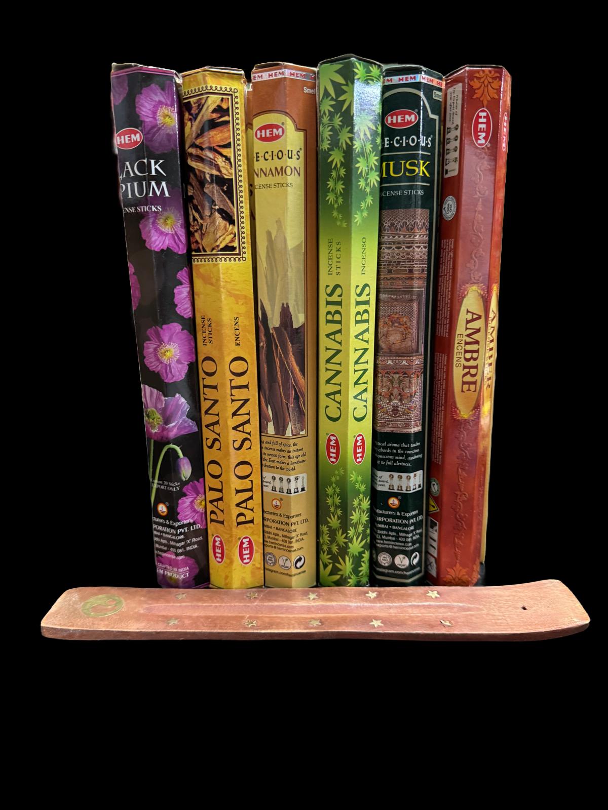 HEM - Wierook - 6 pakjes x 20stokjes = 120 van verschillende geuren wierook - wierook pakket - Creëer een Betoverende Sfeer met Ons Indiase Wierook Pakket en Gratis Wierookhouder!