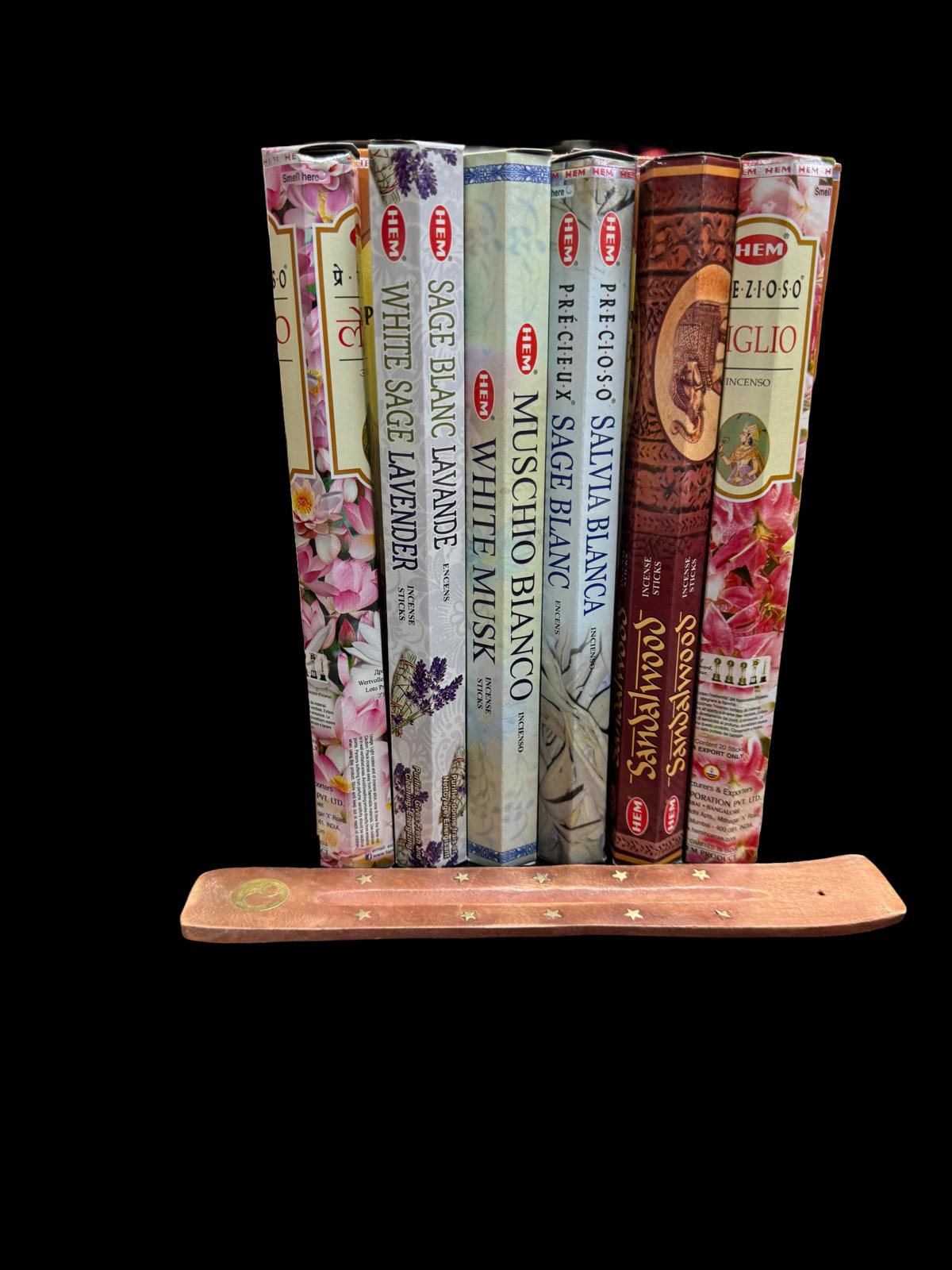 HEM - Wierook - 6 pakjes x 20stokjes = 120 van verschillende geuren wierook - wierook pakket - Creëer een Betoverende Sfeer met Ons Indiase Wierook Pakket en Gratis Wierookhouder!
