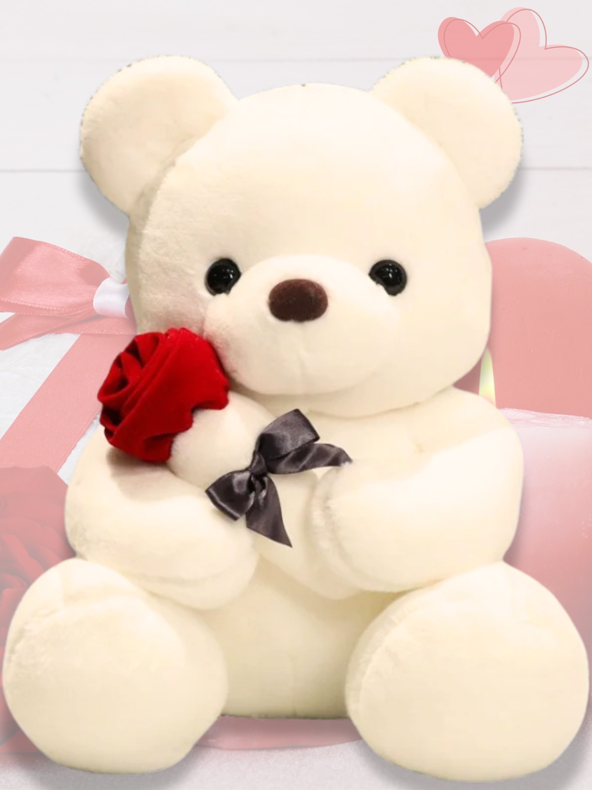 Schattige Witte Teddybeer met Rode Roos – Perfect Cadeau voor Valentijn of Verjaardag - Image 2