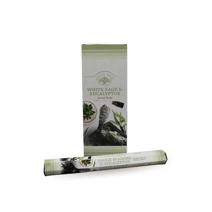 Green Tree Wierook - White Sage & Eucalyptus - Slof (6 pakjes/120 stokjes)