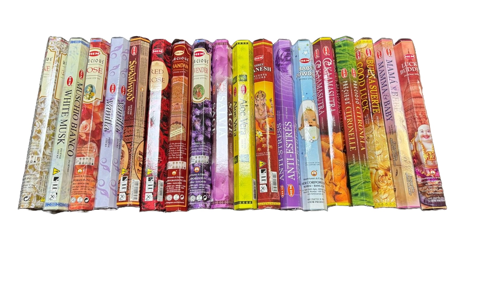 HEM - Wierook - 18 pakjes x 20stokjes = 360 van verschillende geuren wierook - wierook pakket - Creëer een Betoverende Sfeer met Ons Indiase Wierook Pakket en Gratis Wierookhouder!