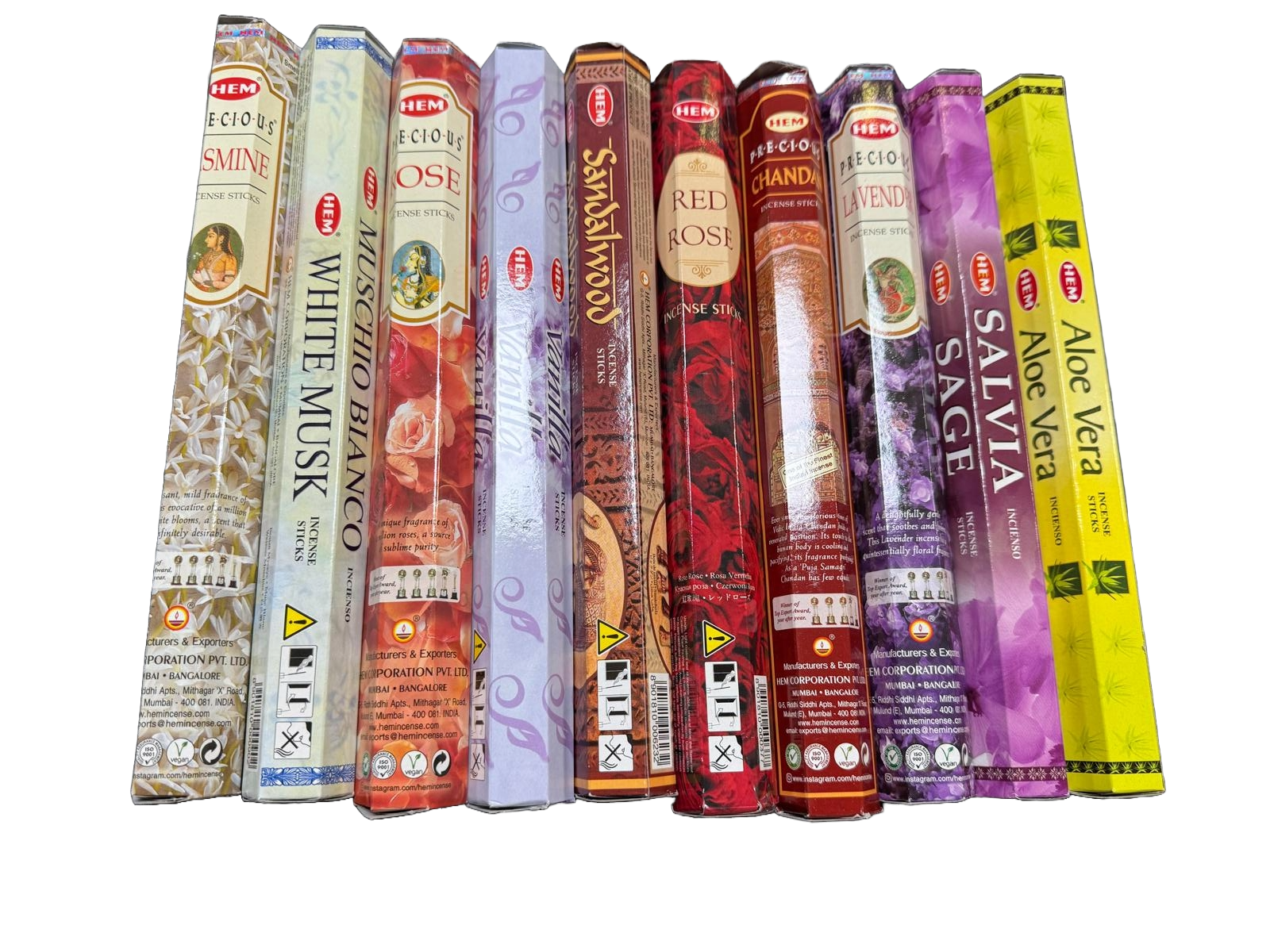 HEM - Wierook - 10 pakjes x 20stokjes = 200 van verschillende geuren wierook - wierook pakket - Creëer een Betoverende Sfeer met Ons Indiase Wierook Pakket en Gratis Wierookhouder!