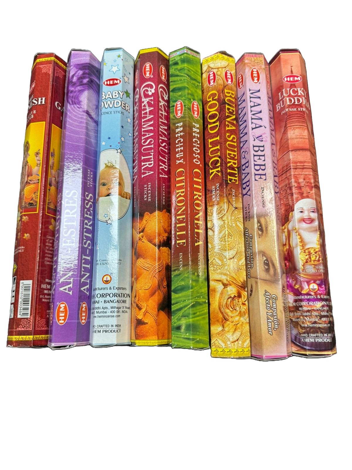 HEM - Wierook - 8 pakjes x 20stokjes = 160 van verschillende geuren wierook - wierook pakket - Creëer een Betoverende Sfeer met Ons Indiase Wierook Pakket en Gratis Wierookhouder!